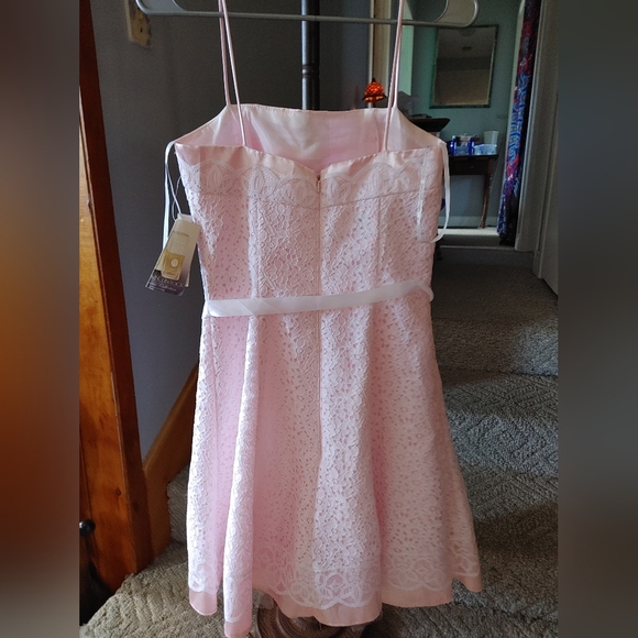 Jessica McClintock Pink lace dress Sz.5 NWT - Picture 2 of 8